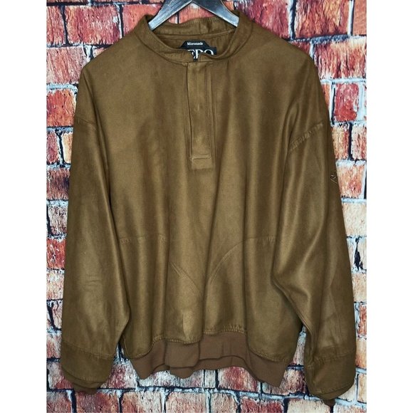 Zero Restriction ZR Men’s Large Brown Microsuede Golf Sweater Pullover Jacket - Picture 1 of 5